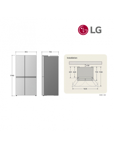 Réfrigérateur Américain 2 portes LG 638L...