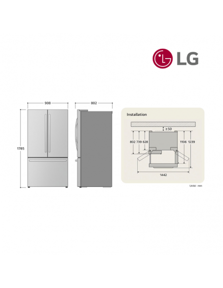 Réfrigérateur Multi-Portes LG 750L Instaview GMZ765SBHJ