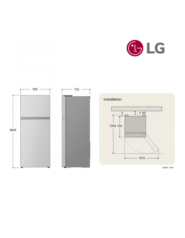 Réfrigérateur 2 portes LG 459L GTFV44PYBKD