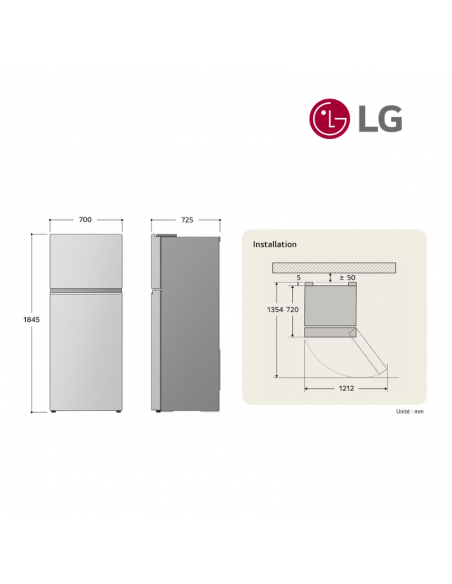 Réfrigérateur 2 portes LG 459L GTFV44PYBKD