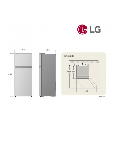 Réfrigérateur 2 portes LG 395L GTBV36PZGKD