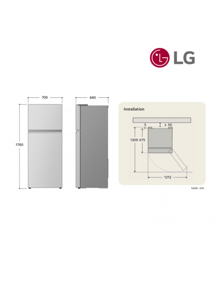 Réfrigérateur 2 portes LG 395L GTBV36PZGKD