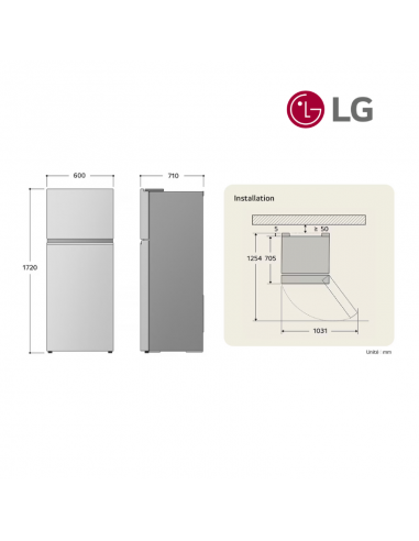 Réfrigérateur 2 portes LG 335L GTB332PZGE
